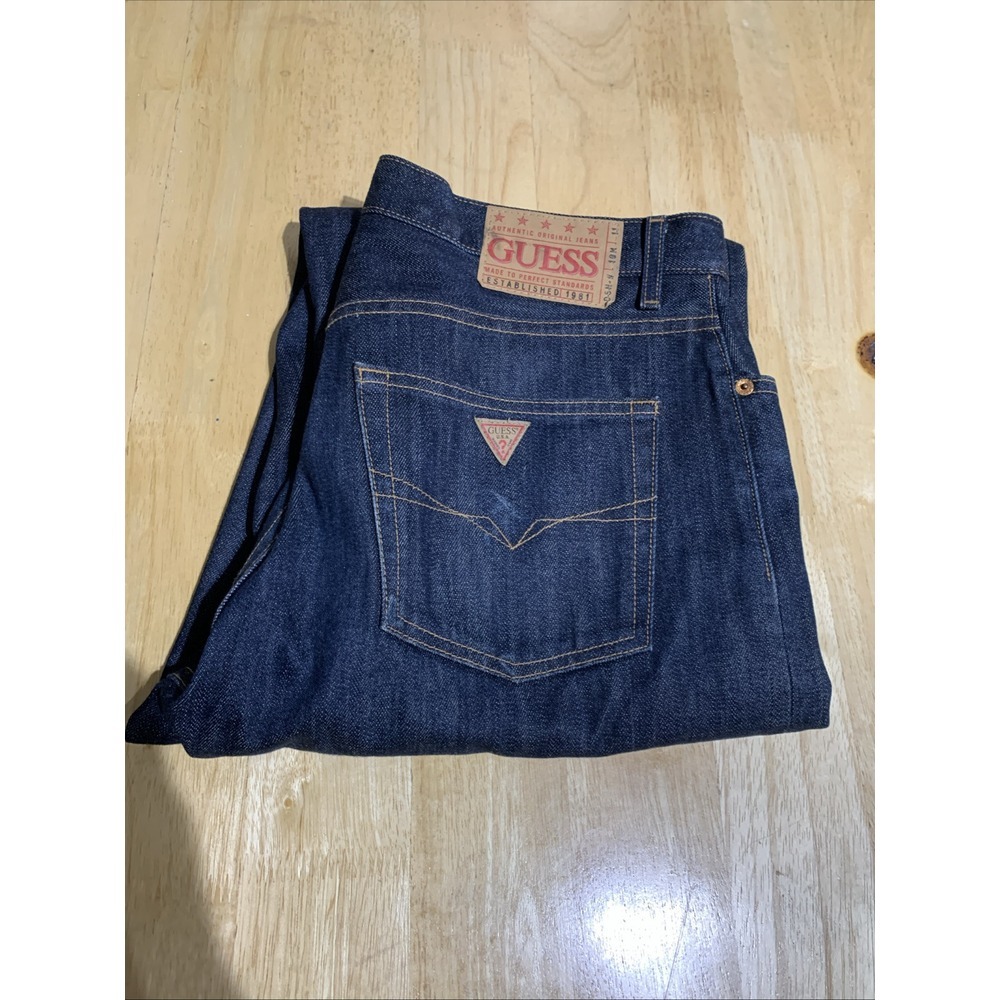 Vintage Guess Jeans Mens USA Blue Straight Leg 33X32‎ Iconic Zip 90s Y2K